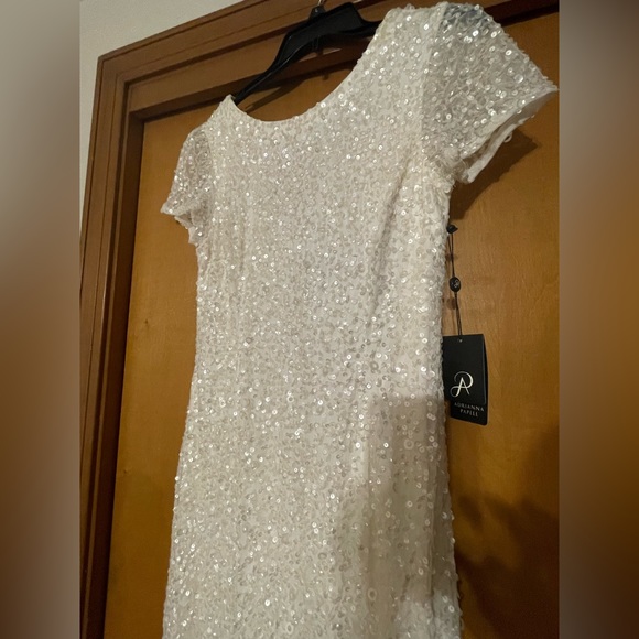 Adrianna Papell Scoop Back Sequin Gown- Ivory - Picture 14 of 16